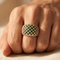 Luxurious Green Zirconia Wide Band Ring