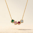 Gold Multicolor Square Stone Necklace