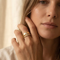 Modern Gold Pavé Rectangle Double Band Ring