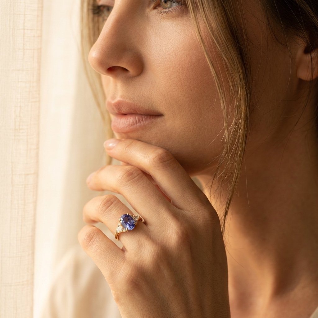 Vintage Gold Blue Sapphire Oval Ring