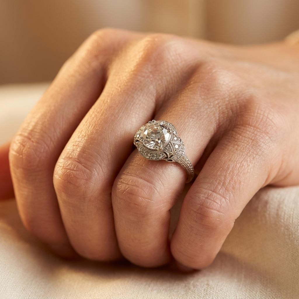 Vintage Crystalline Silver Ring