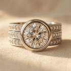 Elegant Copper Cubic Zirconia Floral Ring