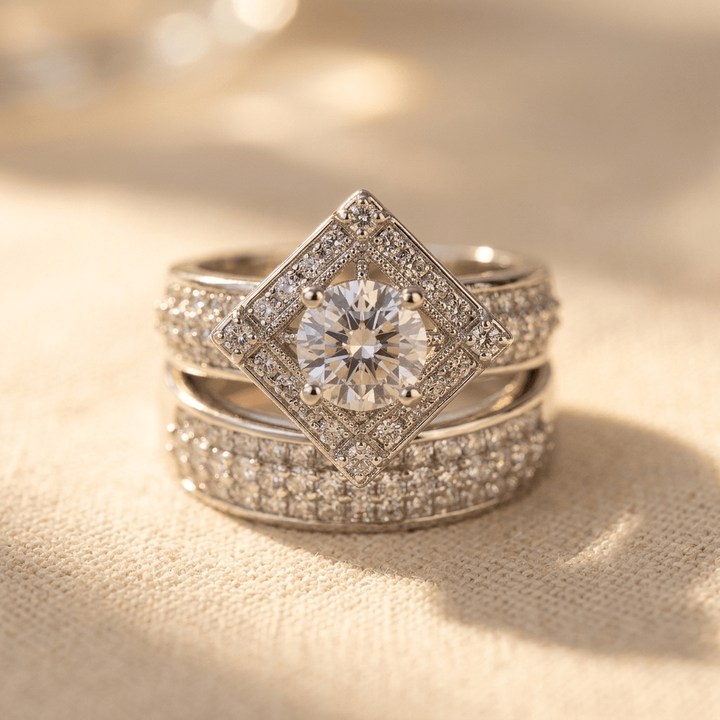 Elegant Square Cubic Zirconia Engagement Ring