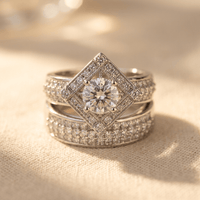 Elegant Square Cubic Zirconia Engagement Ring