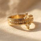 Geometric Gold Triangle Diamond Star Ring