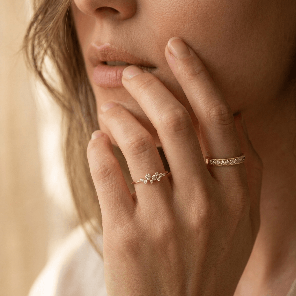 Boho Matte Gold Cubic Zirconia Ring