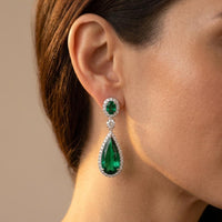 Vintage Emerald Green Zirconia Hoop Earrings