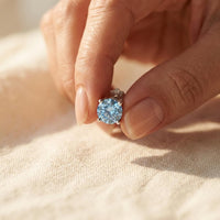 Blue Cubic Zirconia Round Stud Earrings