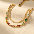 Gold Multicolor Gemstone Link Necklace