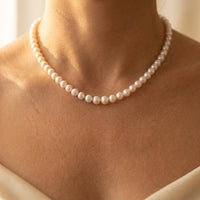 Pearl Round Necklace Earrings Jewelry Set