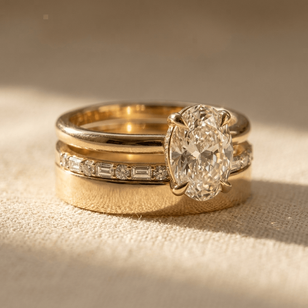 Elegant Oval Cubic Zirconia Bridal Ring Set