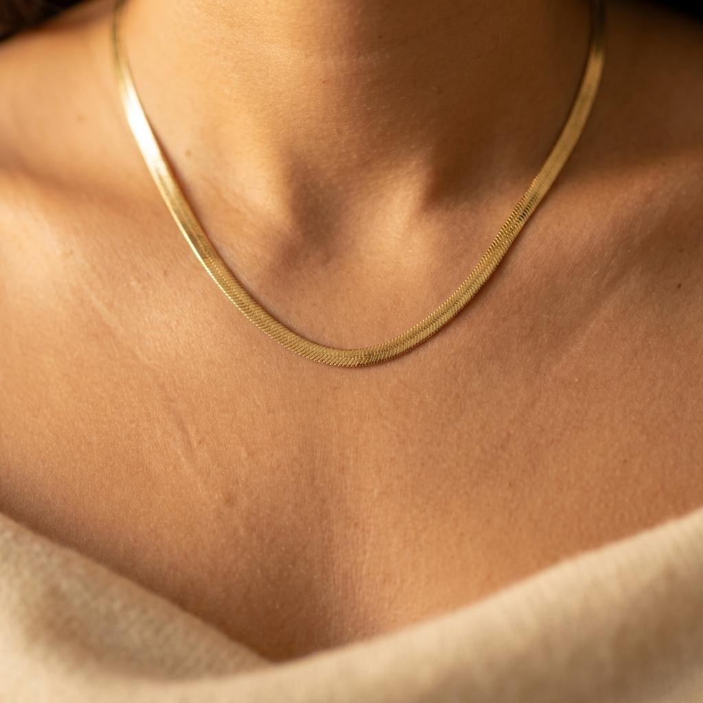 Oval Thick Chain Gold Plated Necklace