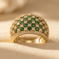 Luxurious Green Zirconia Wide Band Ring