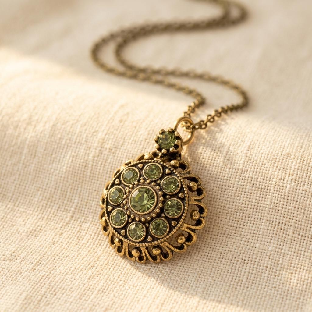 Vintage Flower Pendant Necklace With Zirconia