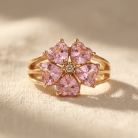 Elegant Gold Cubic Zirconia Floral Cluster Ring