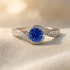 Silver Blue Sapphire Round Ring