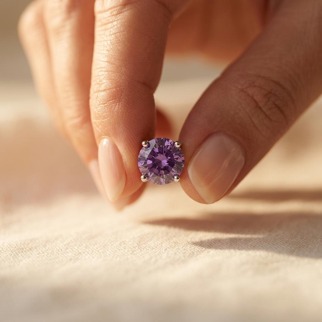Purple Cubic Zirconia Stud Earrings