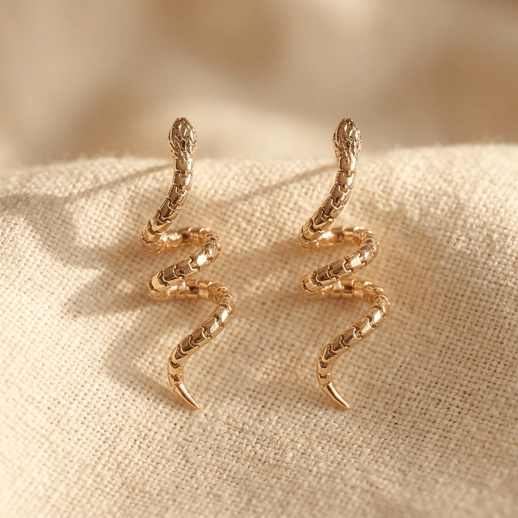 Twisted Gold Snake Stud Earrings