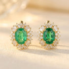 Green Gemstone Round Cut Vintage Stud Earrings