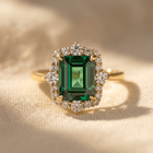 Elegant Green Cubic Zirconia Floral Ring