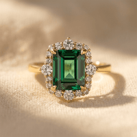 Elegant Green Cubic Zirconia Floral Ring