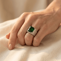 Trendy Mens Green Zircon Statement Ring