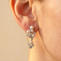 Elegant Pearl Gold Necklace Earrings Jewelry Set