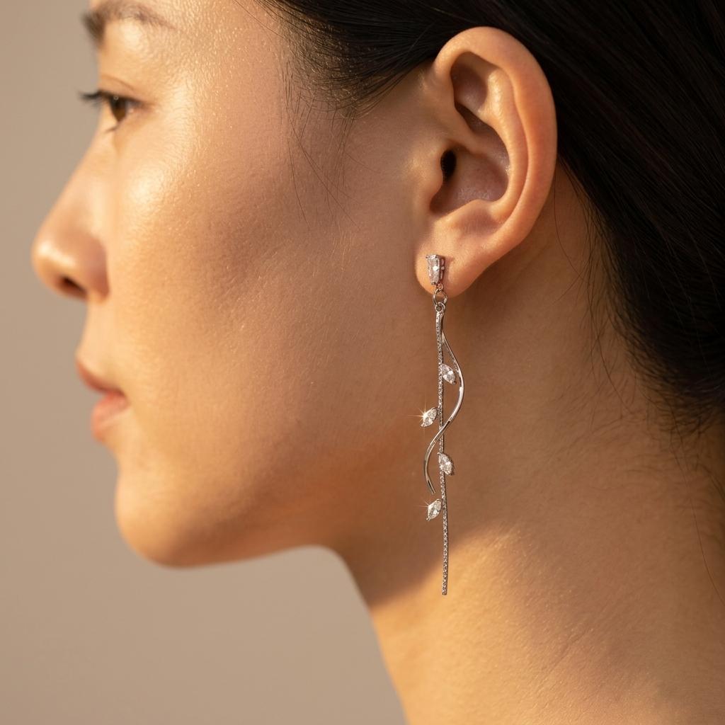 Elegant Tail Design Cubic Zirconia Earrings