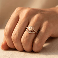 Vintage Bohemian Pearl Inlay Wedding Ring