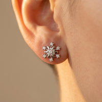 Circle Snowflake Copper Zircon Earrings