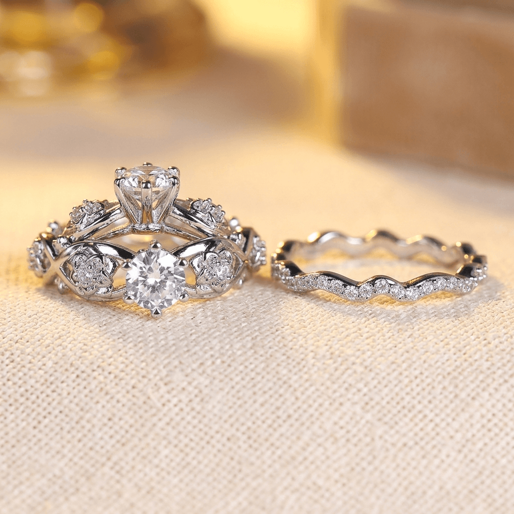 Rose Flower Wavy Hollow Band Ring