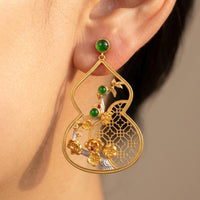 Gold Filigree Teardrop Chandelier Drop Earrings