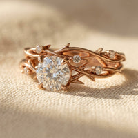 Vintage White Gold Filigree Oval Ring Set