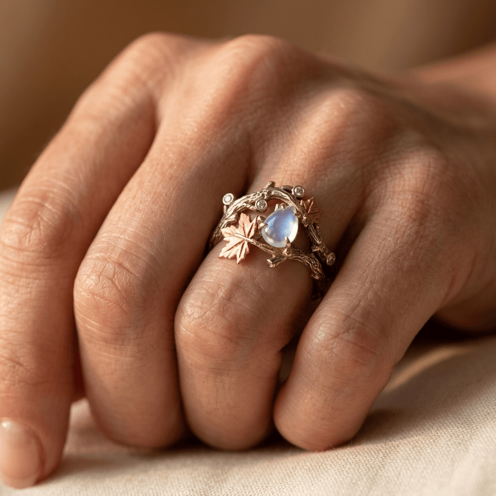 Boho Vintage Stone Wedding Engagement Ring