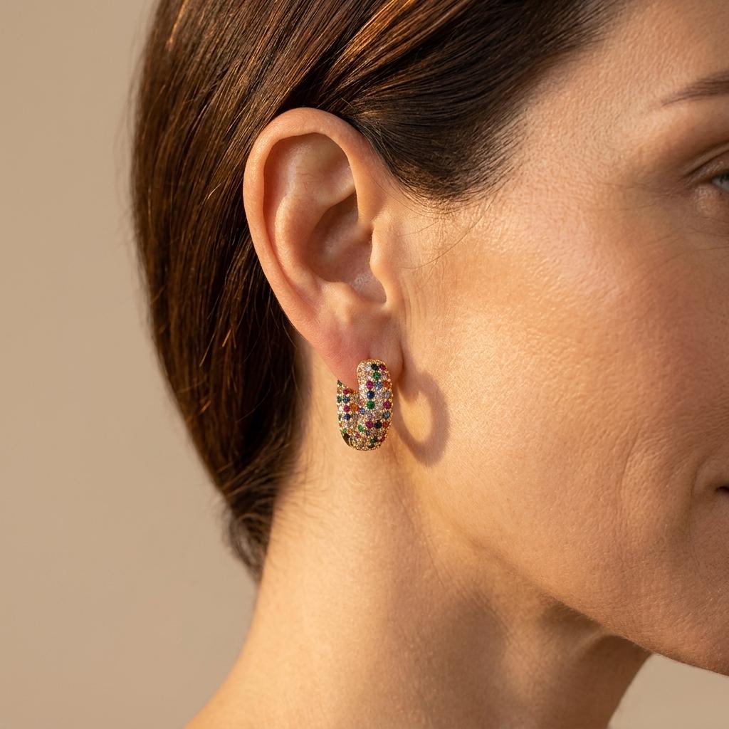 Minimalist Geometric Round Zircon Earrings