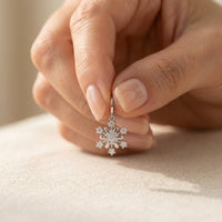 Circle Snowflake Copper Zircon Earrings