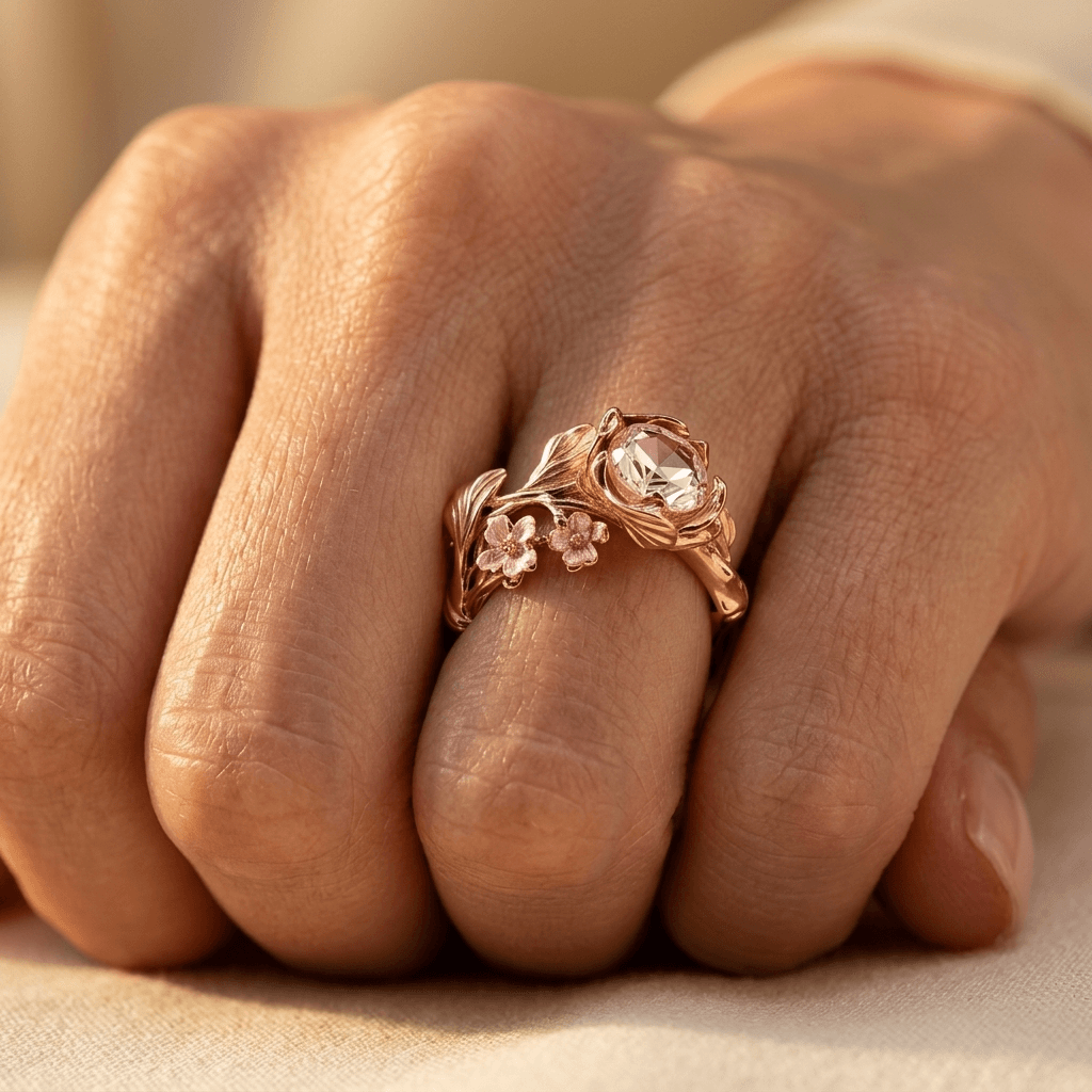 Luxurious Floral Zirconia Engagement Ring
