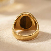 Gold Oval Tiger's Eye Stone Signet Ring