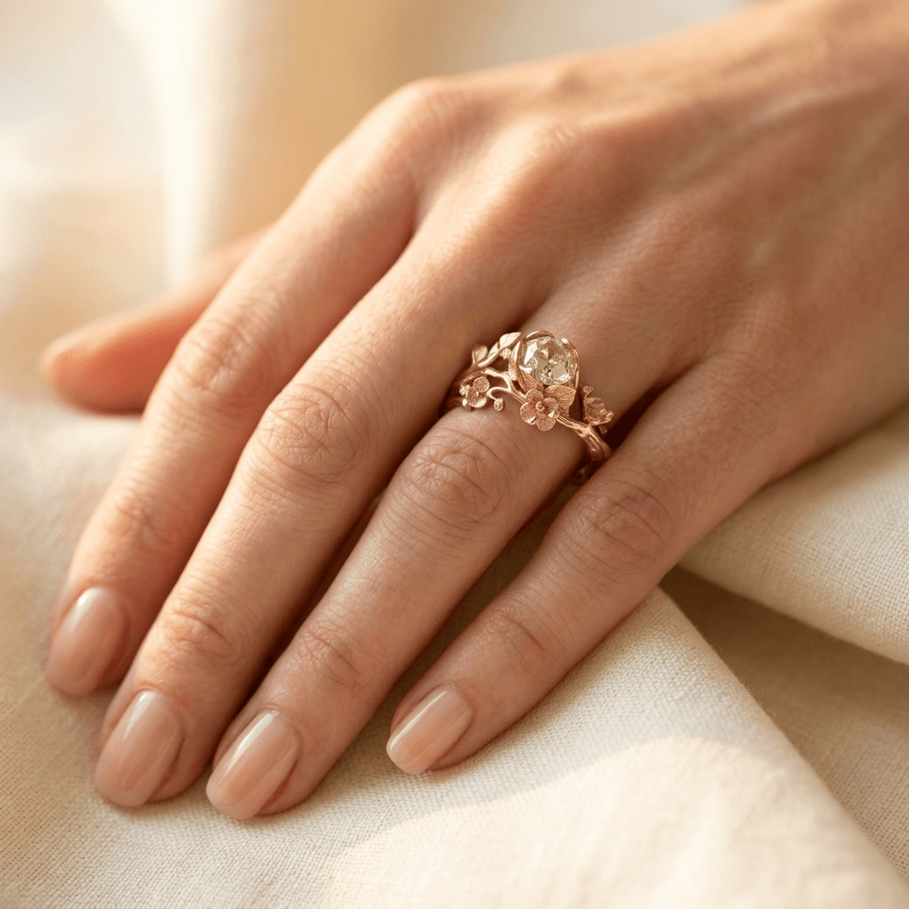 Exquisite Flower Zirconia Retro Handmade Ring
