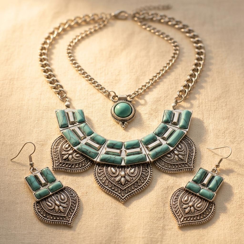 Bohemian Turquoise Collarbone Jewelry Set