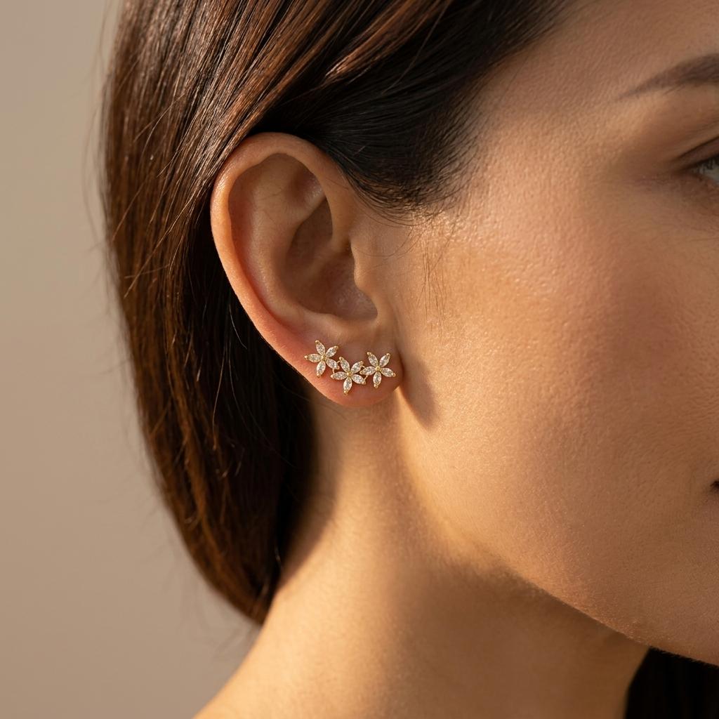 Elegant Sparkling Floral Earrings