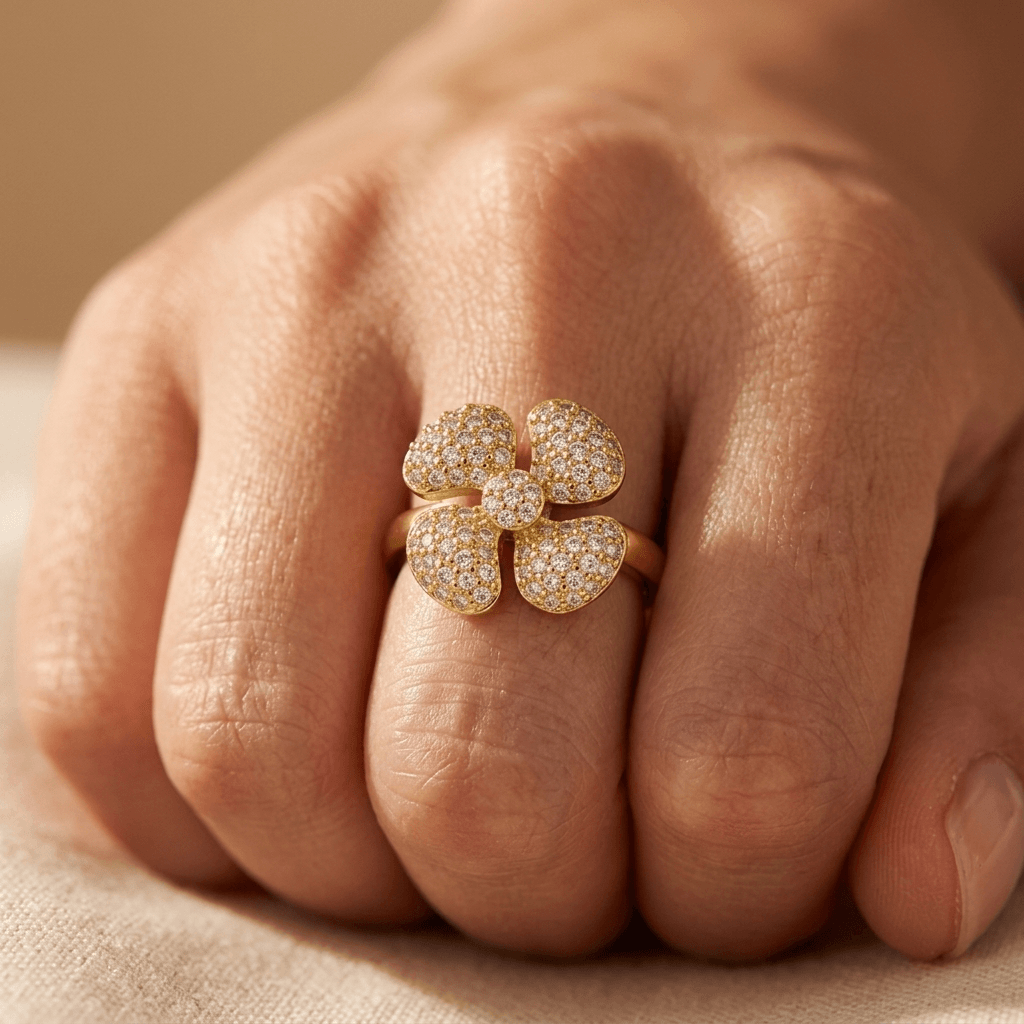 Elegant Gold Plated Encrusted Ring