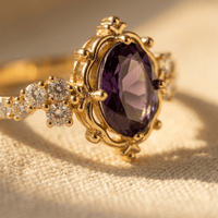 Elegant Purple Zirconia Inlaid Engagement Ring