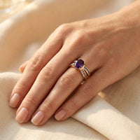 Vintage Gold Amethyst Oval Split Band Ring