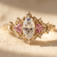 Sparkling Golden Zirconia Flower Ring