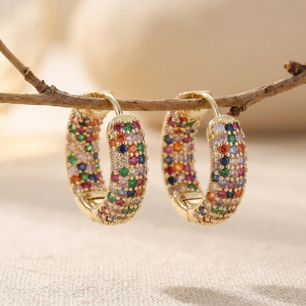 Minimalist Geometric Round Zircon Earrings