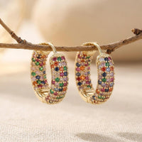 Minimalist Geometric Round Zircon Earrings