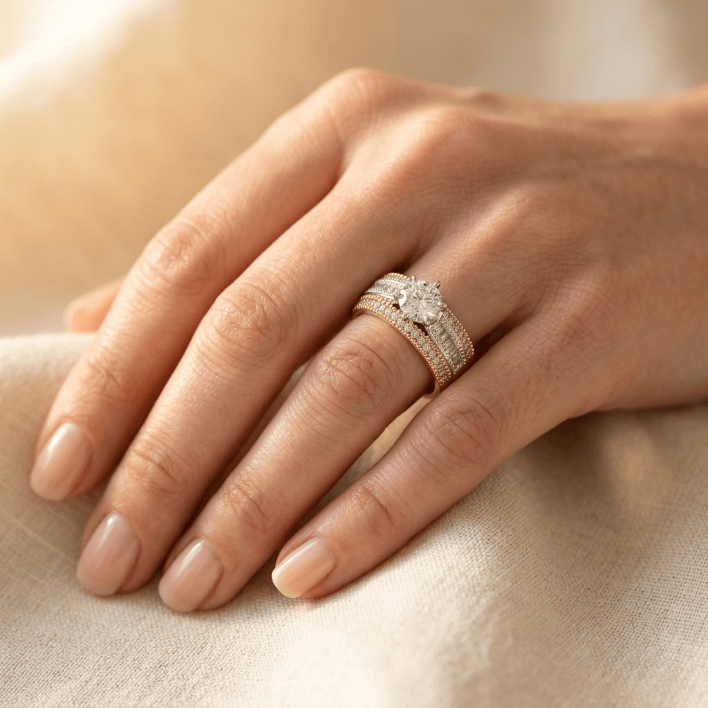 Two Tone Cubic Zirconia Statement Ring