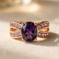 Vintage Gold Amethyst Oval Split Band Ring