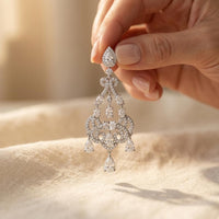 Cubic Zirconia Silver Chandelier Teardrop Earrings